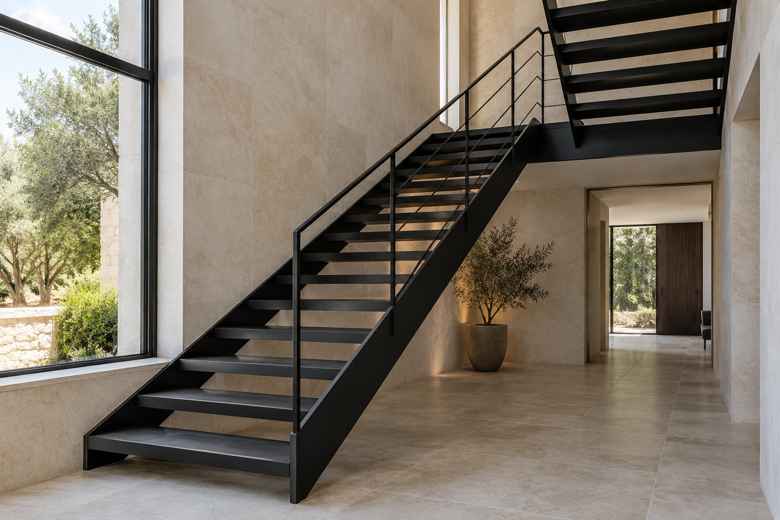 Inspiration : escalier contemporain en métal noir